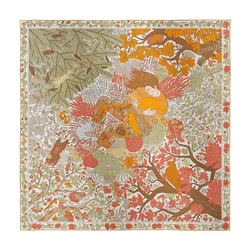 Khăn Nữ Hermès In Selene's Arms Scarf 90 Almond Green/Buttercup/White Phối Màu