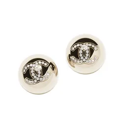 Khuyên Tai Nữ Chanel Sparkly Fancy Ball Round Earrings Màu Bạc