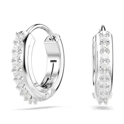 Khuyên Tai Nữ Swarovski Matrix Hoop Earrings Round Cut, White, Rhodium Plated 5690670 Màu Bạc
