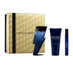Set Nước Hoa Nam Carolina Herrera Bad Boy Cobalt Electrique EDP 3 Món (Box Vàng)