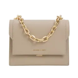 Túi Đeo Chéo Nữ Charles & Keith CNK Brennan Chain Handle Crossbody Bag CK2-80701349 Taupe Màu Nâu