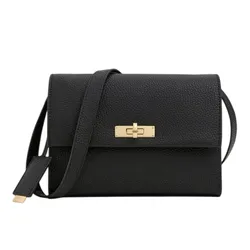 Túi Đeo Chéo Nữ Charles & Keith CNK Chance Turn-Lock Crossbody Bag CK2-80782713 Black Màu Đen