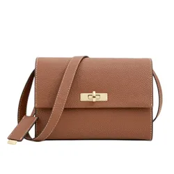Túi Đeo Chéo Nữ Charles & Keith CNK Chance Turn-Lock Crossbody Bag CK2-80782713 Chocolate Màu Nâu
