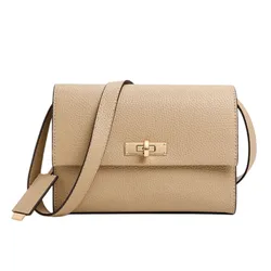 Túi Đeo Chéo Nữ Charles & Keith CNK Chance Turn-Lock Crossbody Bag CK2-80782713 Nutmeg Beige Màu Be