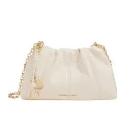 Túi Đeo Chéo Nữ Charles & Keith CNK Ciara Ruched Crossbody Bag CK2-80151612 Cream Màu Trắng Kem