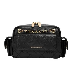 Túi Đeo Chéo Nữ Charles & Keith CNK Duo Quilted Crossbody Bag CK2-80671832 Black Màu Đen