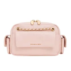 Túi Đeo Chéo Nữ Charles & Keith CNK Duo Quilted Crossbody Bag CK2-80671832 Soft Pink Màu Hồng