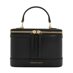 Túi Đeo Chéo Nữ Charles & Keith CNK Enola Top Handle Vanity Bag CK2-80701625 Black Màu Đen