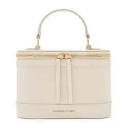Túi Đeo Chéo Nữ Charles & Keith CNK Enola Top Handle Vanity Bag CK2-80701625 Cream Màu Trắng