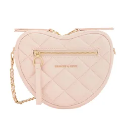 Túi Đeo Chéo Nữ Charles & Keith CNK Paffuto Quilted Heart Crossbody Bag - Soft Pink  CK2-80151641 Màu Hồng