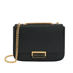 Túi Đeo Vai Nữ Charles & Keith CNK Push-Lock Chain Handle Bag CK2-80671435-7 Black Màu Đen