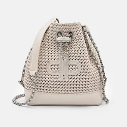 Túi Đeo Chéo Nữ Pedro Icon Raffia Mini Bucket Bag - Chalk PW2-15210022_CHALK_XS Màu Kem