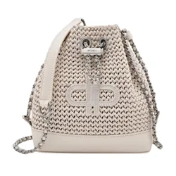 Túi Đeo Chéo Nữ Pedro Icon Raffia Mini Drawstring Bag Powder PW2-15210022 Chalk Màu Trắng Ngà