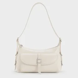 Túi Đeo Vai Nữ Charles & Keith CNK Bryna Belted Shoulder Bag - Cream CK2-20782621 Màu Kem