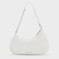 Túi Đeo Vai Nữ Charles & Keith CNK Dion Chain-Handle Asymmetric Shoulder Bag - White CK2-20782764_WHITE Màu Trắng