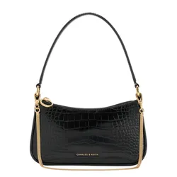Túi Đeo Vai Nữ Charles & Keith CNK Elspeth Croc-Effect Chain-Link Shoulder Bag CK2-80151362-B Black Croco Màu Đen