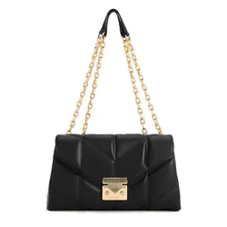 Túi Đeo Vai Nữ Charles & Keith CNK Eudora Chevron Trapeze Bag - Black CK2-20782014_BLACK Màu Đen