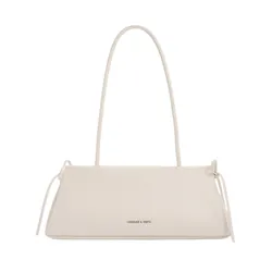 Túi Đeo Vai Nữ Charles & Keith CNK Hazel Bow Elongated Trapeze Shoulder Bag - Meringue White CK2-20160193 Màu Trắng
