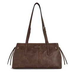 Túi Đeo Vai Nữ Charles & Keith CNK Noane Elongated-Handle Shoulder Bag - Distressed Coffee CK2-20782673 Màu Nâu