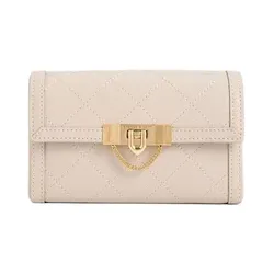 Túi Đeo Vai Nữ Charles & Keith Tallulah Quilted Fold Over Clutch Grey White CK2-70701372_OAT Màu Trắng Xám