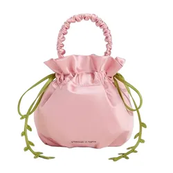 Túi Rút Dây Nữ Charles & Keith Mabel Satin Floral Vine Drawstring Bag Pink CK2-10151623-A_PINK Màu Hồng