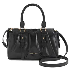 Túi Tote Nữ Charles & Keith CNK Britton Ruched Rectangular Bag Black CK2-30671820 Màu Đen