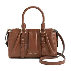 Túi Tote Nữ Charles & Keith CNK Britton Ruched Rectangular Bag Chocolate CK2-30671820 Màu Nâu