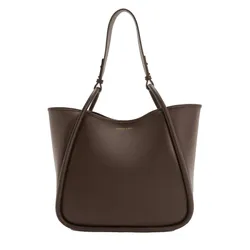 Túi Tote Nữ Charles & Keith CNK Lyla Tubular Slouchy Trapezoid Tote Bag Dark Brown CK2-30781483 Màu Nâu Sẫm