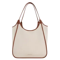 Túi Tote Nữ Charles & Keith CNK Sianna Canvas Contrast-Trim Taupe Canvas CK2-30782457-1 Màu Be Nâu