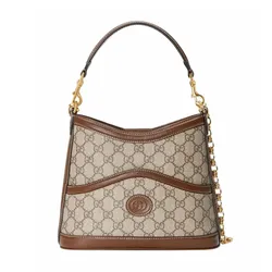 Túi Xách Nữ Gucci GG Supreme Retro Interlocking G Màu Nâu