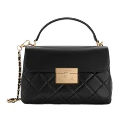 Túi Xách Tay Nữ Charles & Keith Alva Quilted Rectangular Handbag Black CK2-50701578_BLACK Màu Đen