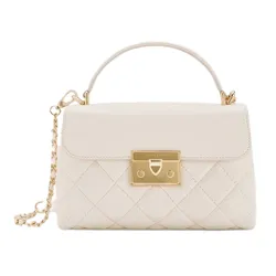 Túi Xách Tay Nữ Charles & Keith Alva Quilted Rectangular Handbag Cream CK2-50701578_CREAM Màu Kem