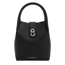 Túi Xách Tay Nữ Charles & Keith Aubrielle Noir Rectangular Bucket Bag CK2-10671605_NOIR Màu Đen