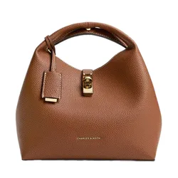 Túi Xách Tay Nữ Charles & Keith Chance Twist Lock Handbag CK2-10701618_CHOCO Màu Nâu Chocolate