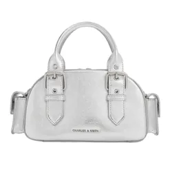 Túi Xách Tay Nữ Charles & Keith CNK Blaise Metallic Buckle Strap Shoulder Bag Silver CK2-30770735 Màu Bạc