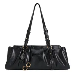 Túi Xách Tay Nữ Charles & Keith CNK Britton Ruched Trapezoid Shoulder Bag Black CK2-30671819 Màu Đen