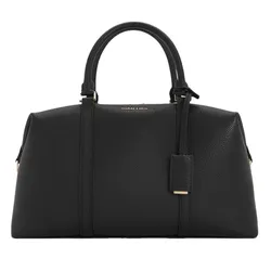 Túi Xách Tay Nữ Charles & Keith CNK Chance Recycled Leather Trapezoid Handbag Black CK2-30151590 Màu Đen