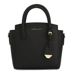 Túi Xách Tay Nữ Charles & Keith CNK Double Handle Trapeze Handbag Black CK2-30271265 Màu Đen