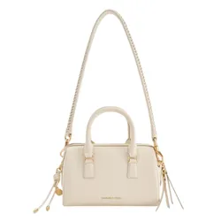 Túi Xách Tay Nữ Charles & Keith CNK Everleigh Bowling Shoulder Bag Cream CK2-30671768 Màu Kem