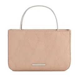Túi Xách Tay Nữ Charles & Keith CNK Jennis Lace & Satin Rectangular Handbag Nude Textured CK2-30271529 Màu Nude