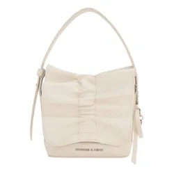 Túi Xách Tay Nữ Charles & Keith CNK Kadee Ruched Bow-Charm Mini Bag Cream CK6-40151554 Màu Kem