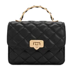 Túi Xách Tay Nữ Charles & Keith Cressida Quilted Rectangular Handbag Black CK2-50701608_BLACK Màu Đen