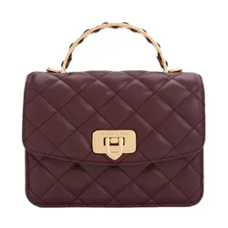 Túi Xách Tay Nữ Charles & Keith Cressida Quilted Rectangular Handbag Wineberry Red CK2-50701608_WB.RED Màu Đỏ Rượu