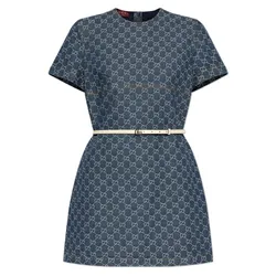 Váy Nữ Gucci Navy Blue Denim Dress With GG Pattern 818219 XDC9H-4528 Màu Xanh Navy Size S