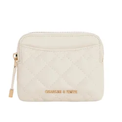 Ví Đựng Thẻ Nữ Charles & Keith CNK Duo Quilted Card Holder CK6-50681214 Cream Màu Kem