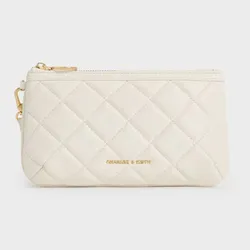 Ví Nữ Charles & Keith CNK Cressida Quilted Wristlet - White CK6-20681130_WHITE_XS Màu Trắng Kem