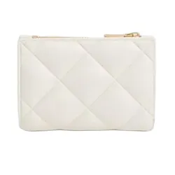Ví Nữ&nbsp;Charles & Keith CNK&nbsp;Gemma Quilted Card Holder White CK6-10770580-1_WHITE Màu Trắng