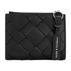 Ví Nữ Charles & Keith&nbsp;CNK Ivette Woven Top-Zip Wallet Noir CK6-10681212 Màu Đen