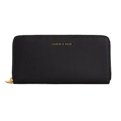 Ví Nữ Charles & Keith CNK Long Zip-Around Wallet Black CK6-10770552-1 Màu Đen