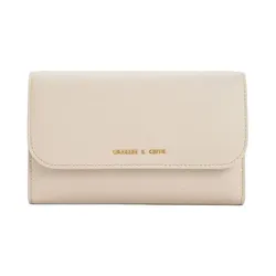 Ví Nữ Charles & Keith CNK Magnetic Front Flap Long Wallet Ivory CK6-10840550_IVORY Màu Trắng Ngà